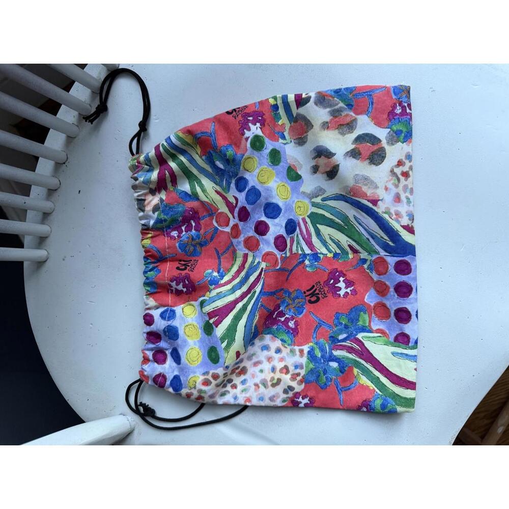 Carlos Falchi Colorful Drawstring Bag with Multicolor Pattern